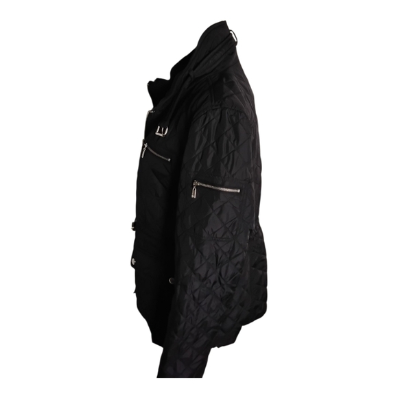 Michael Michael Kors Black Quilted Zip Front Jacket New Women’s Large - Picture 3 of 8